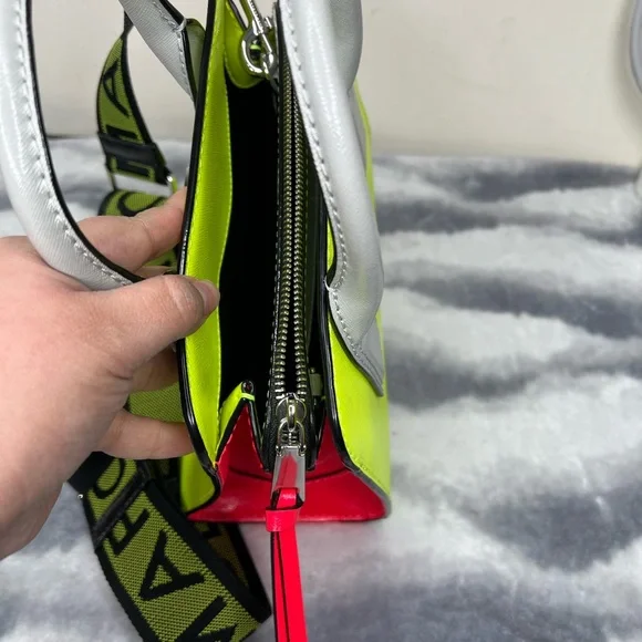 Neon Yellow and Gray Women's Handbag - Picture 4 of 9